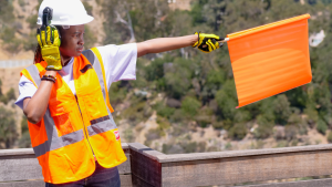 Flagman woman construction jobs in Canada for foreigners